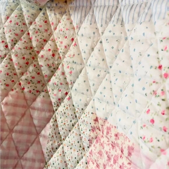 NWT Women's Quilted Patchwork Hoodie - Pastel Pink, Blue and Cream - Picture 9 of 11